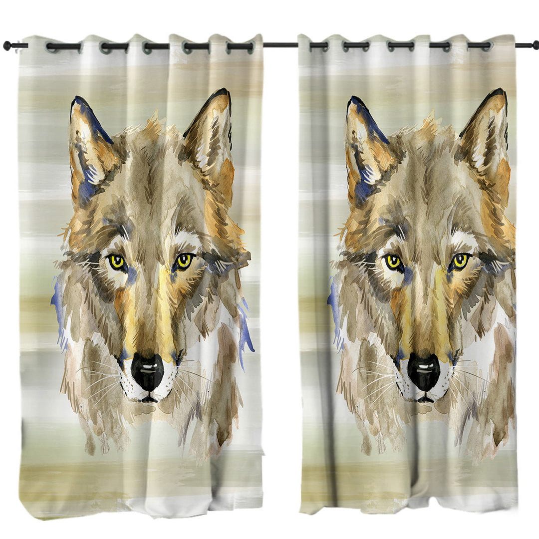 Attractive Painted Wolf Curtains for Living Room