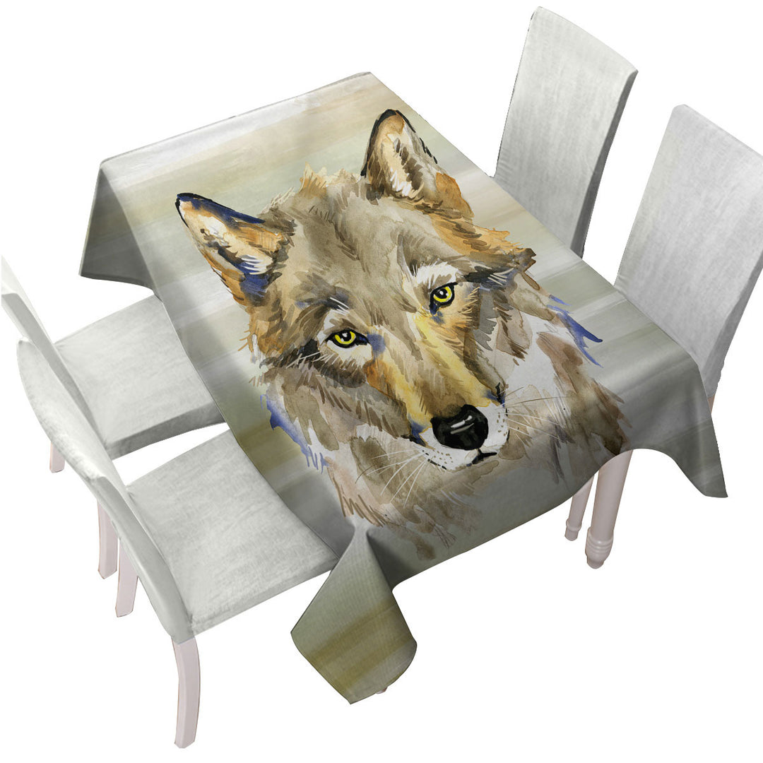 Attractive Painted Wolf Custom tablecloths