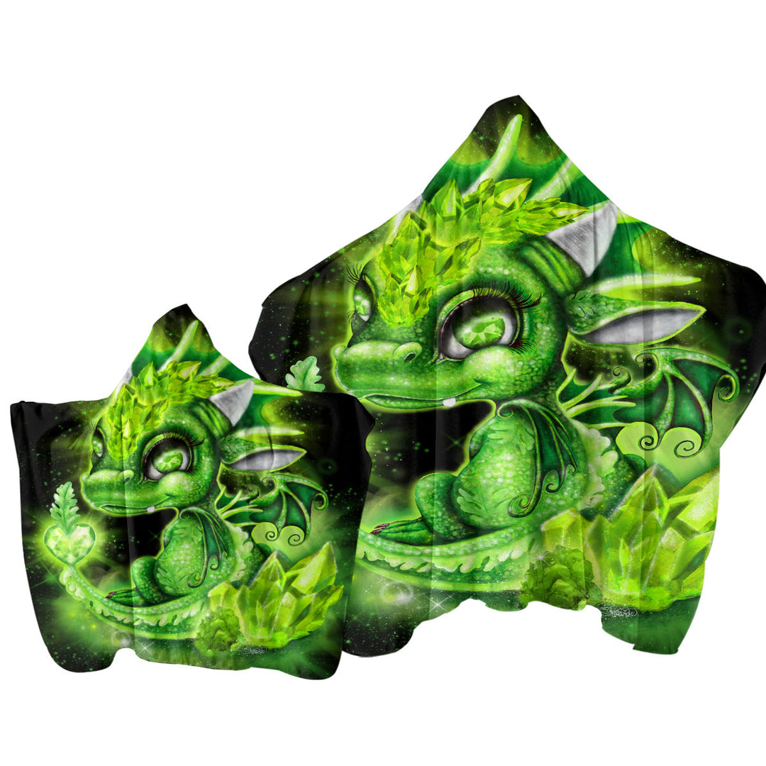 August Peridot Birthstone Lil Dragon Towel Hoodie