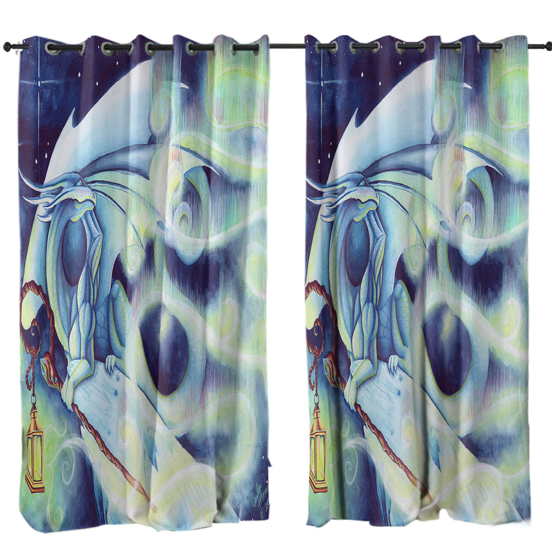 Aurora light Dragon Fantasy Art Drapes