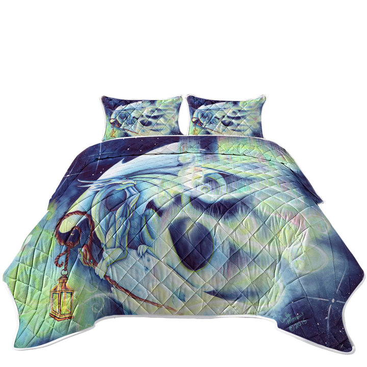 Aurora light Dragon Fantasy Art Quilts