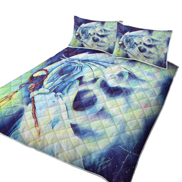 Aurora light Dragon Fantasy Art Summer Quilt
