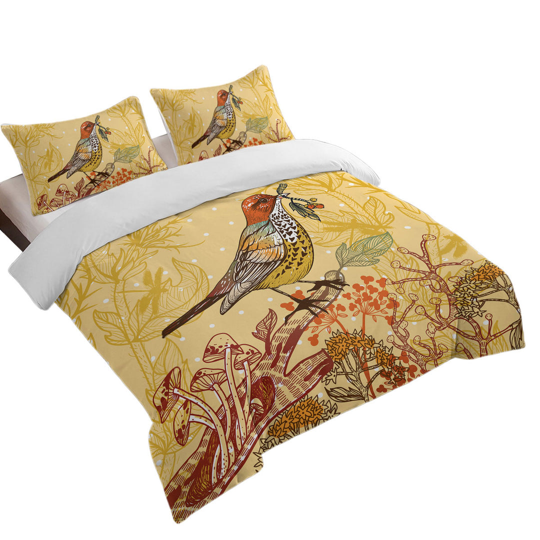 Autumn Colored Bird Comforter Cover
