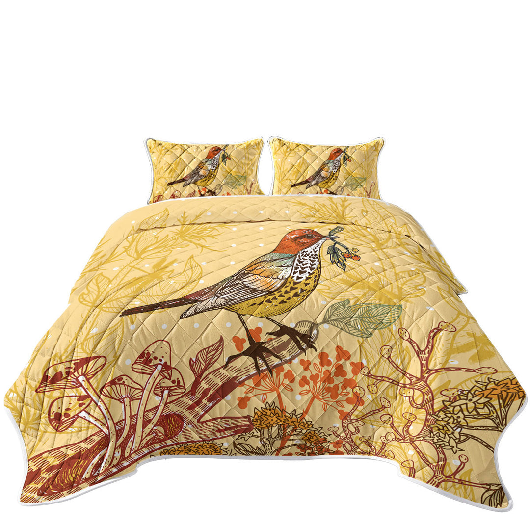 Autumn Colored Bird Coverlet