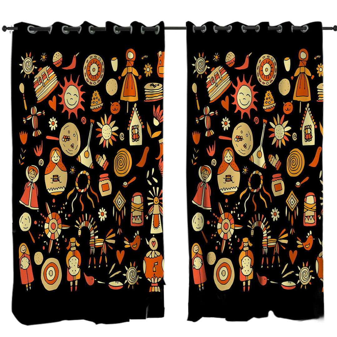 Autumn Colored Cute Warmth Home Features Drapes and Curtains
