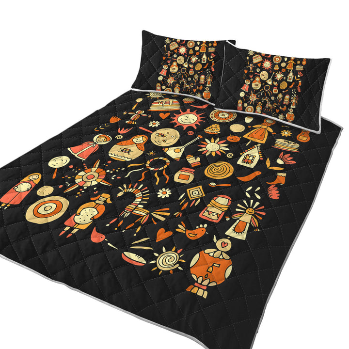 Autumn Colored Cute Warmth Home Features King Size Quilt Sets