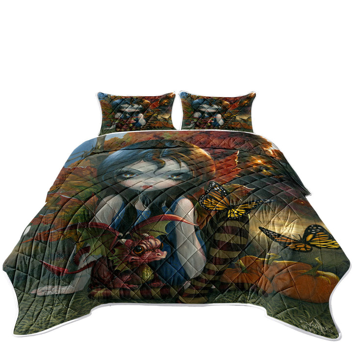 Autumn Fairy and Her Dragonling Quilt