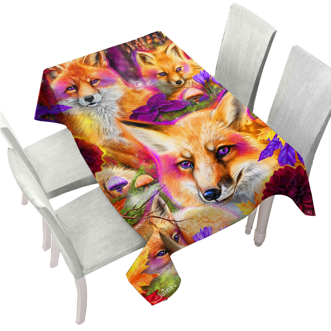 Autumn Forest Animal Art Daydream Red Fox Tablecloths