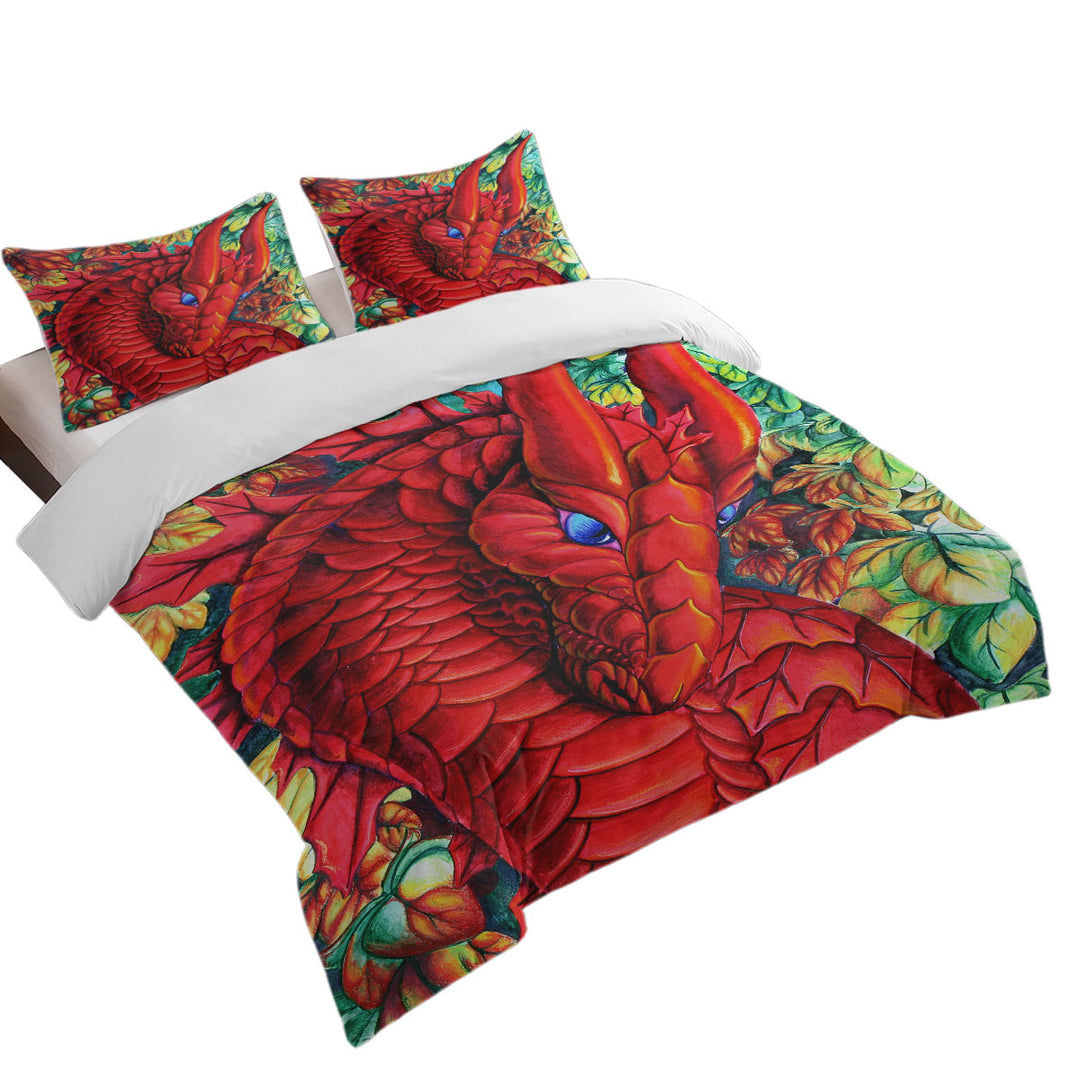 Autumn Leaves and Red Dragon Coverlet