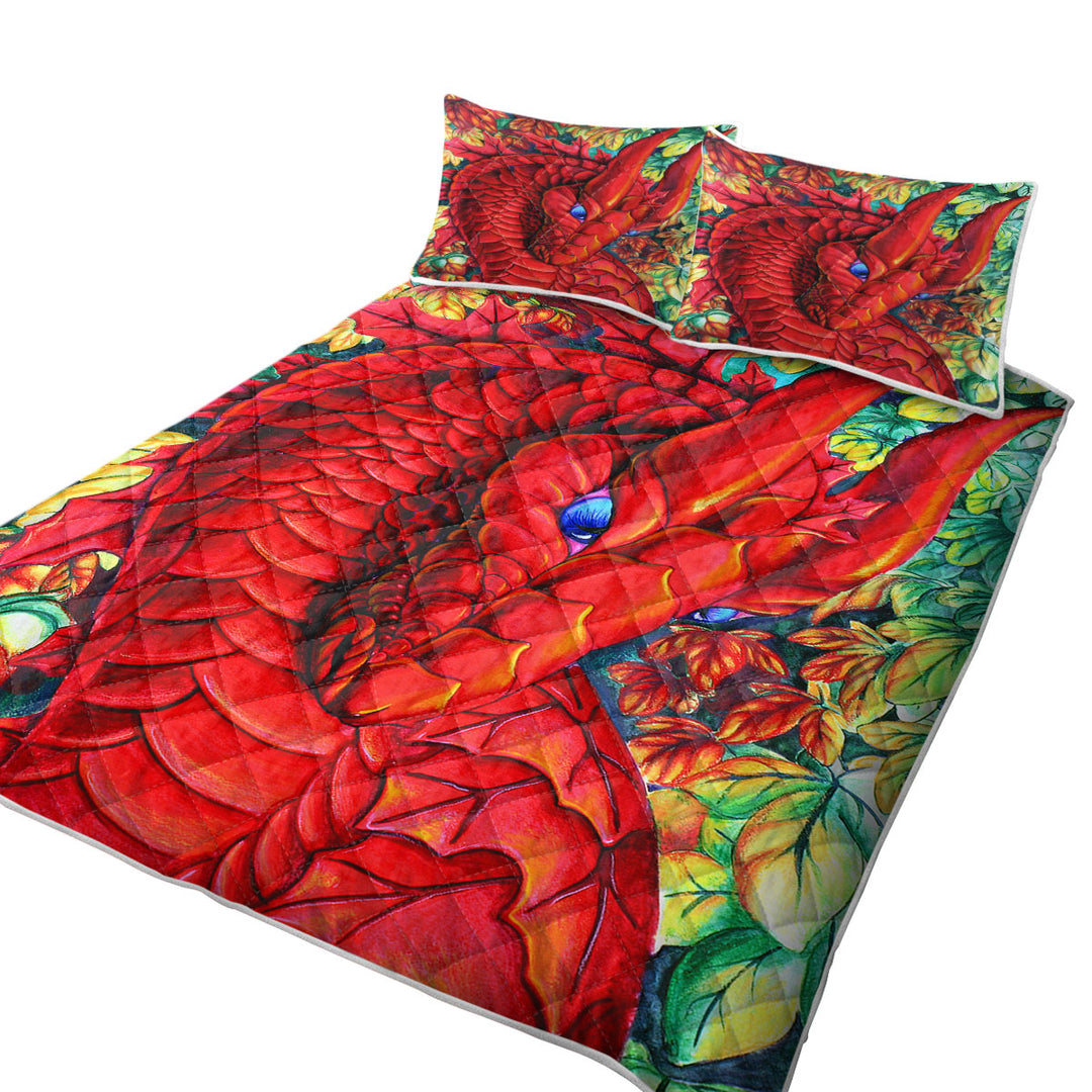 Autumn Leaves and Red Dragon King Size Bedspreads