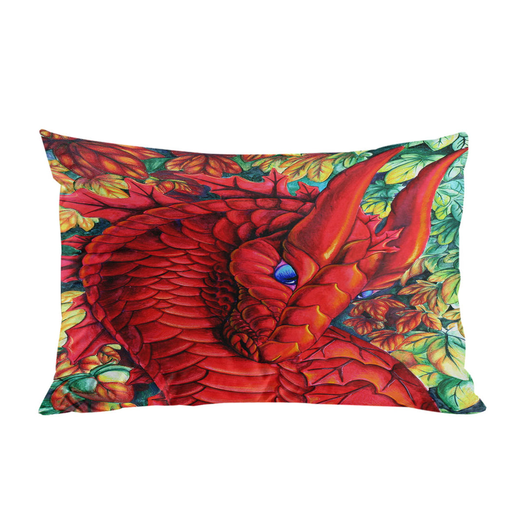 Autumn Leaves and Red Dragon Pillowcase