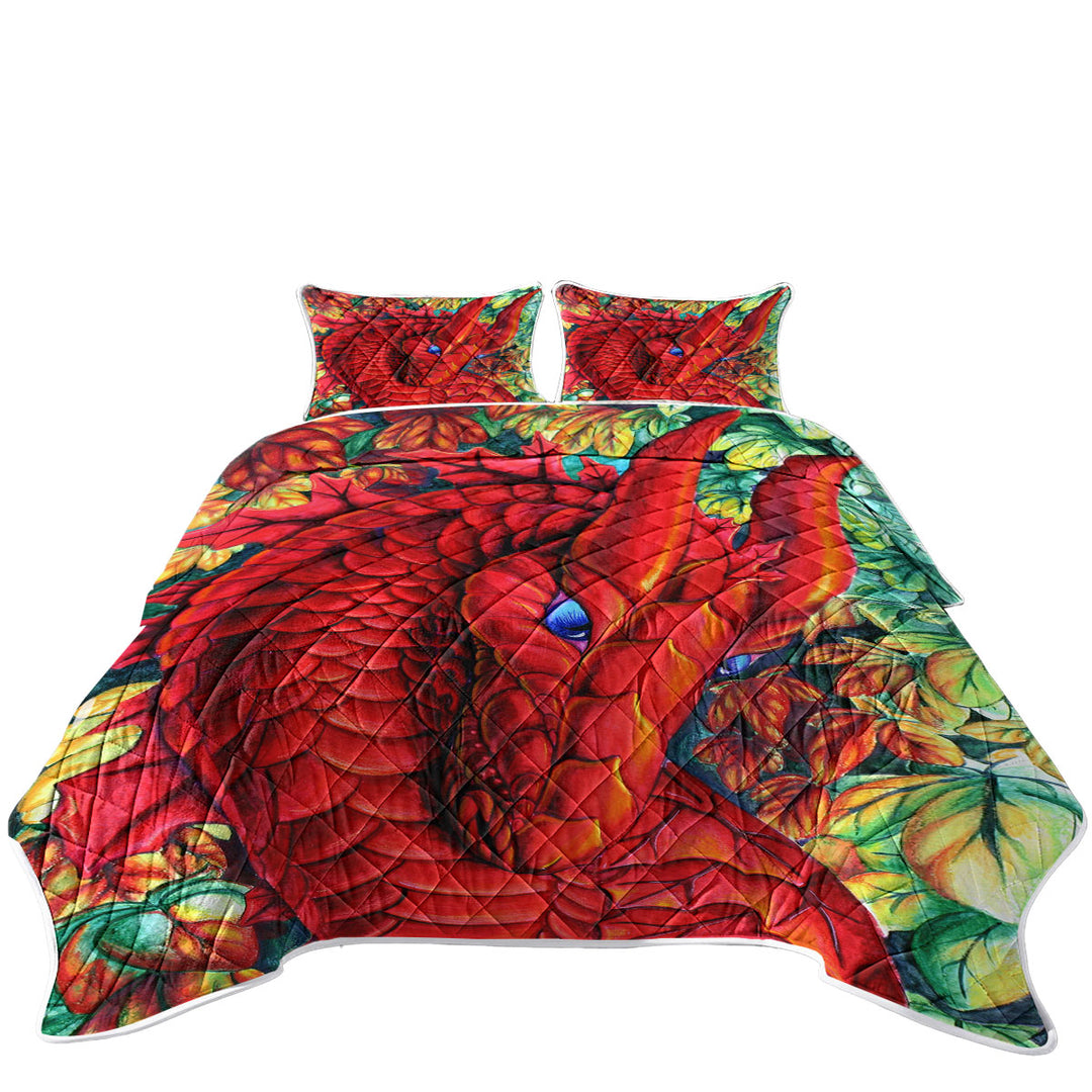 Autumn Leaves and Red Dragon Summer Quilt
