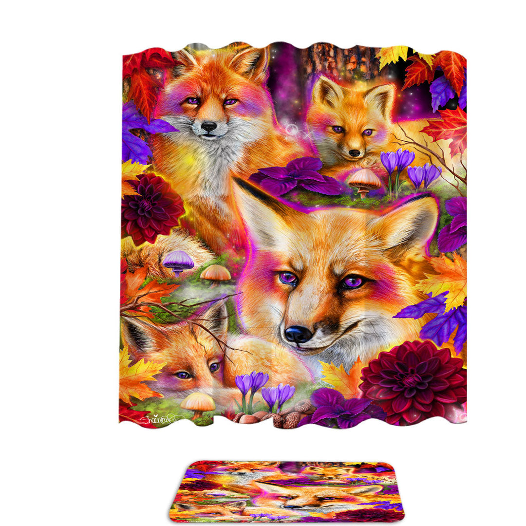 Autumn Shower Curtain Forest Animal Art Daydream Red Fox