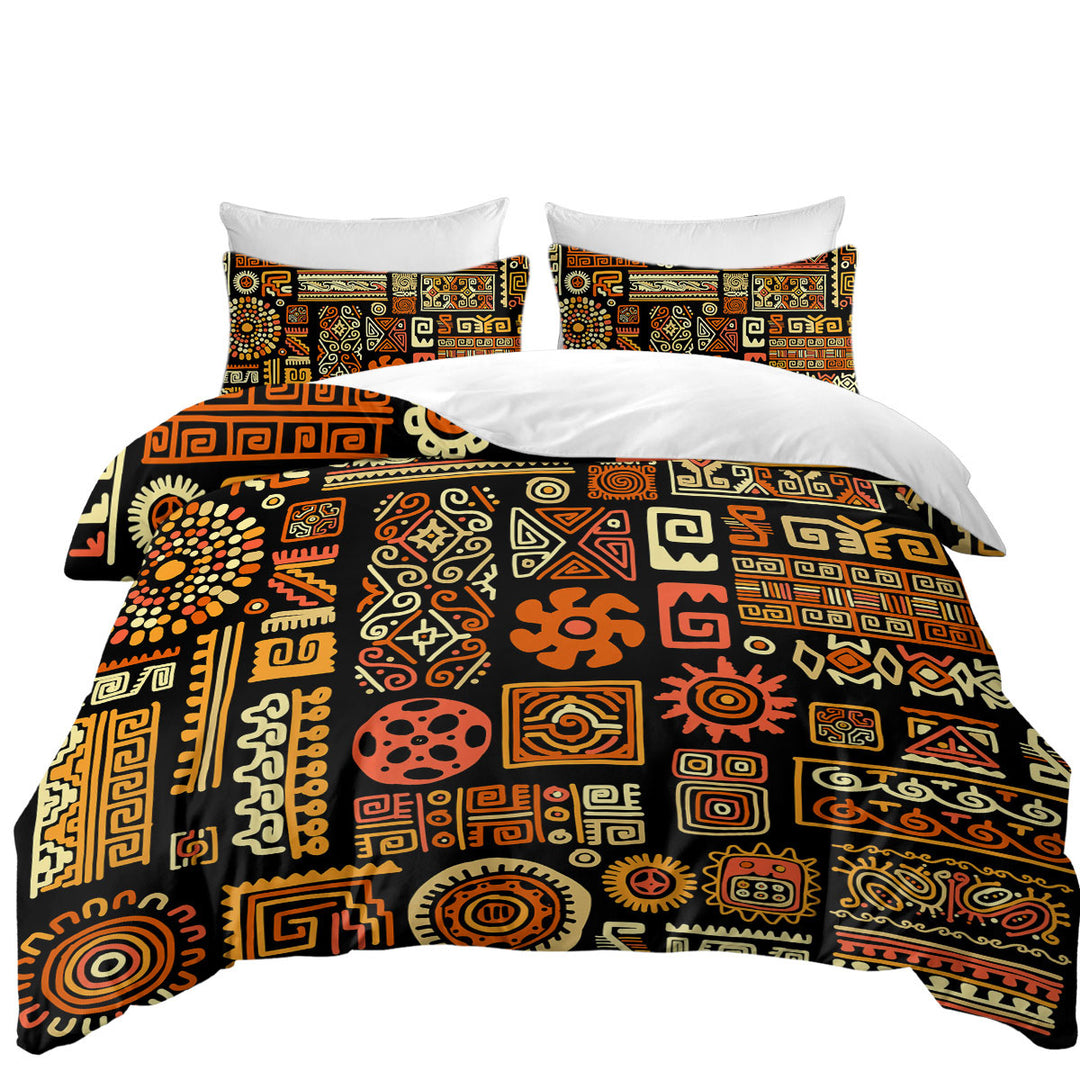 Aztec Native American Symbols California King Duvet Cover