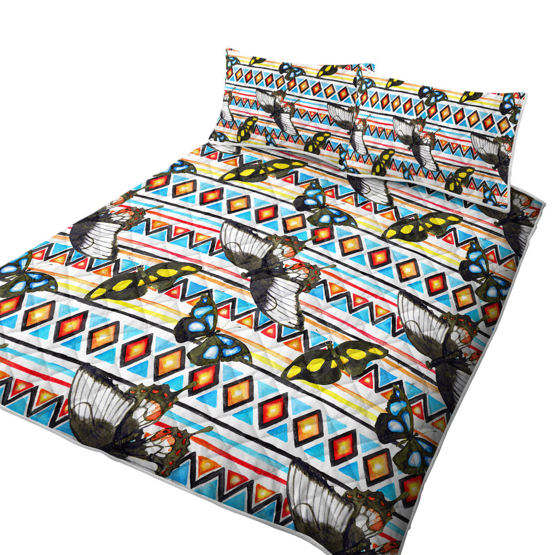 Aztec Pattern and Butterflies Quilt