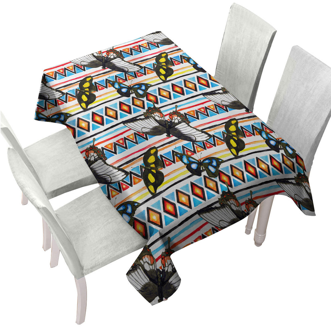 Aztec Pattern and Butterflies Tablecloths