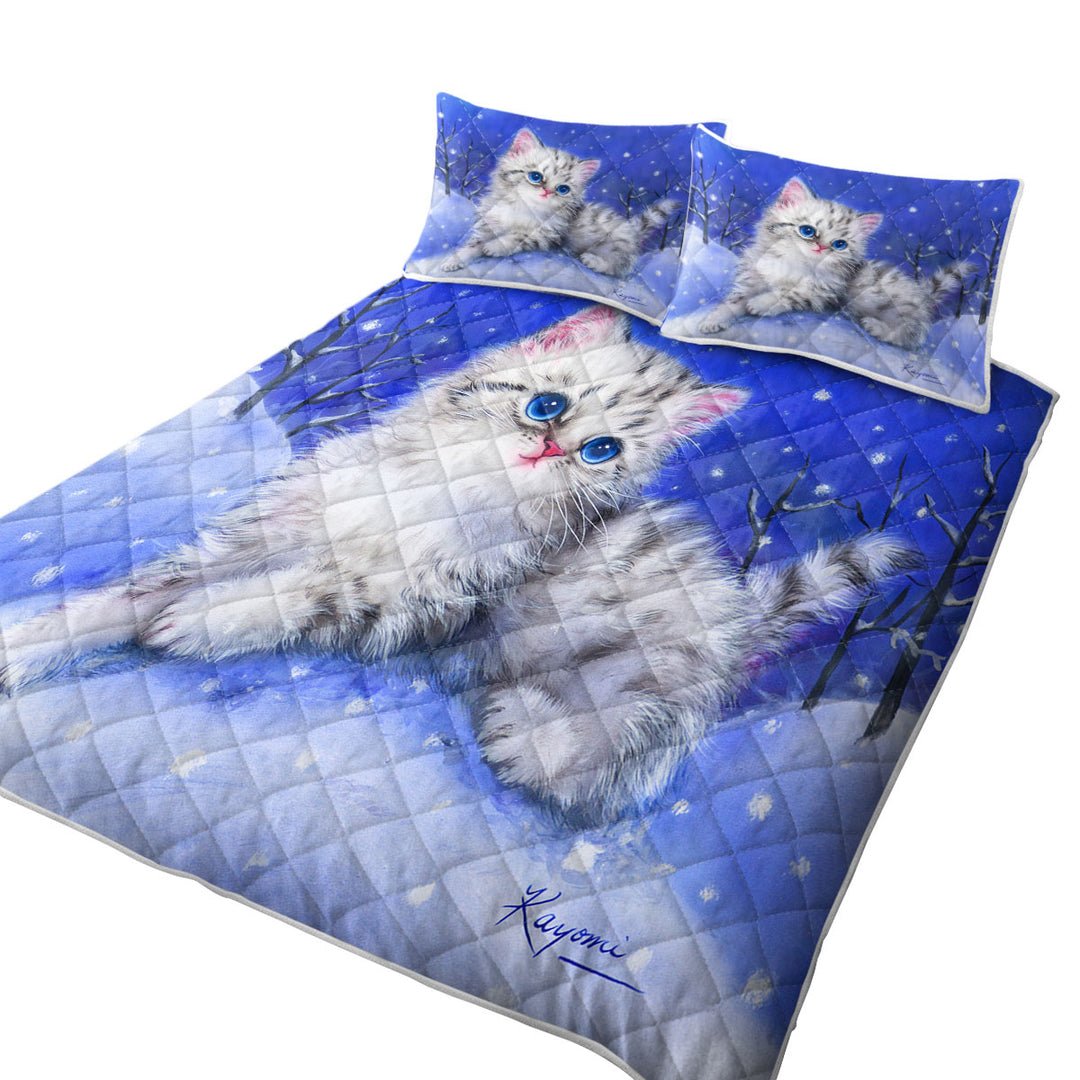 Baby Blue Eyes Grey Kitten on Snow Hill Quilt Stores Near Me