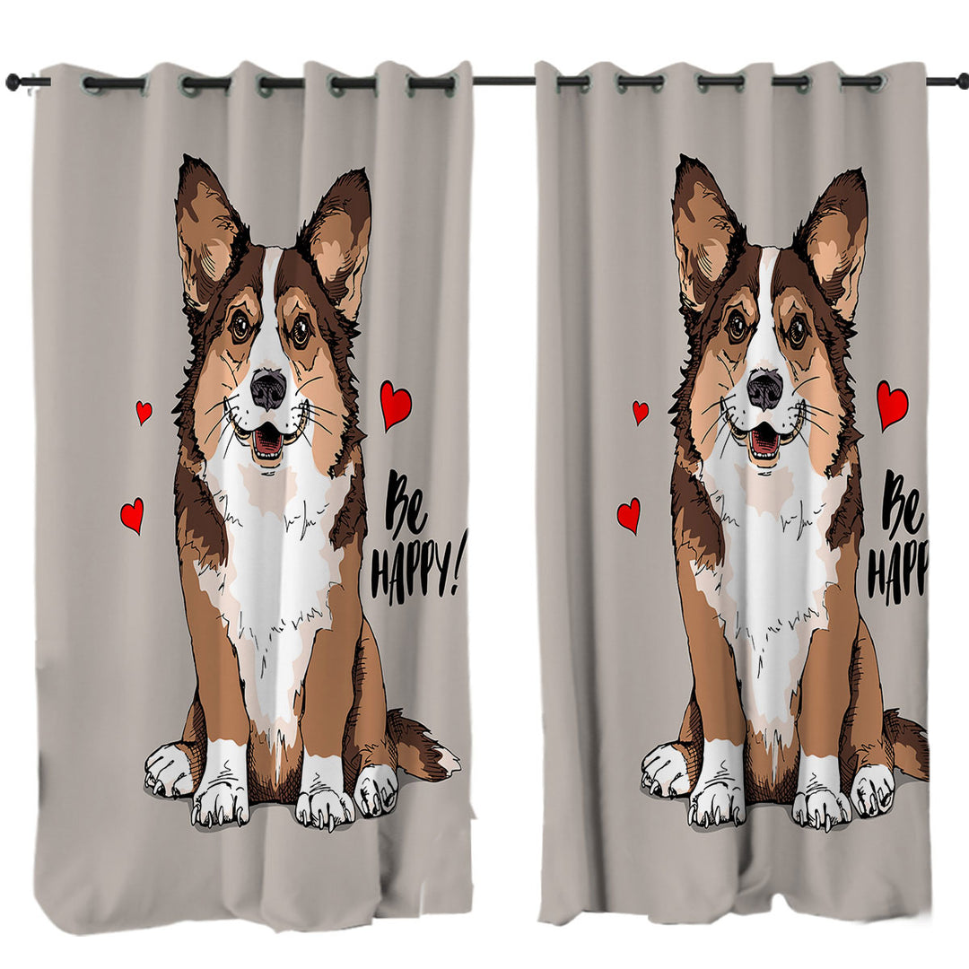 Be Happy with a Loving Cute Dog Puppy Drapery