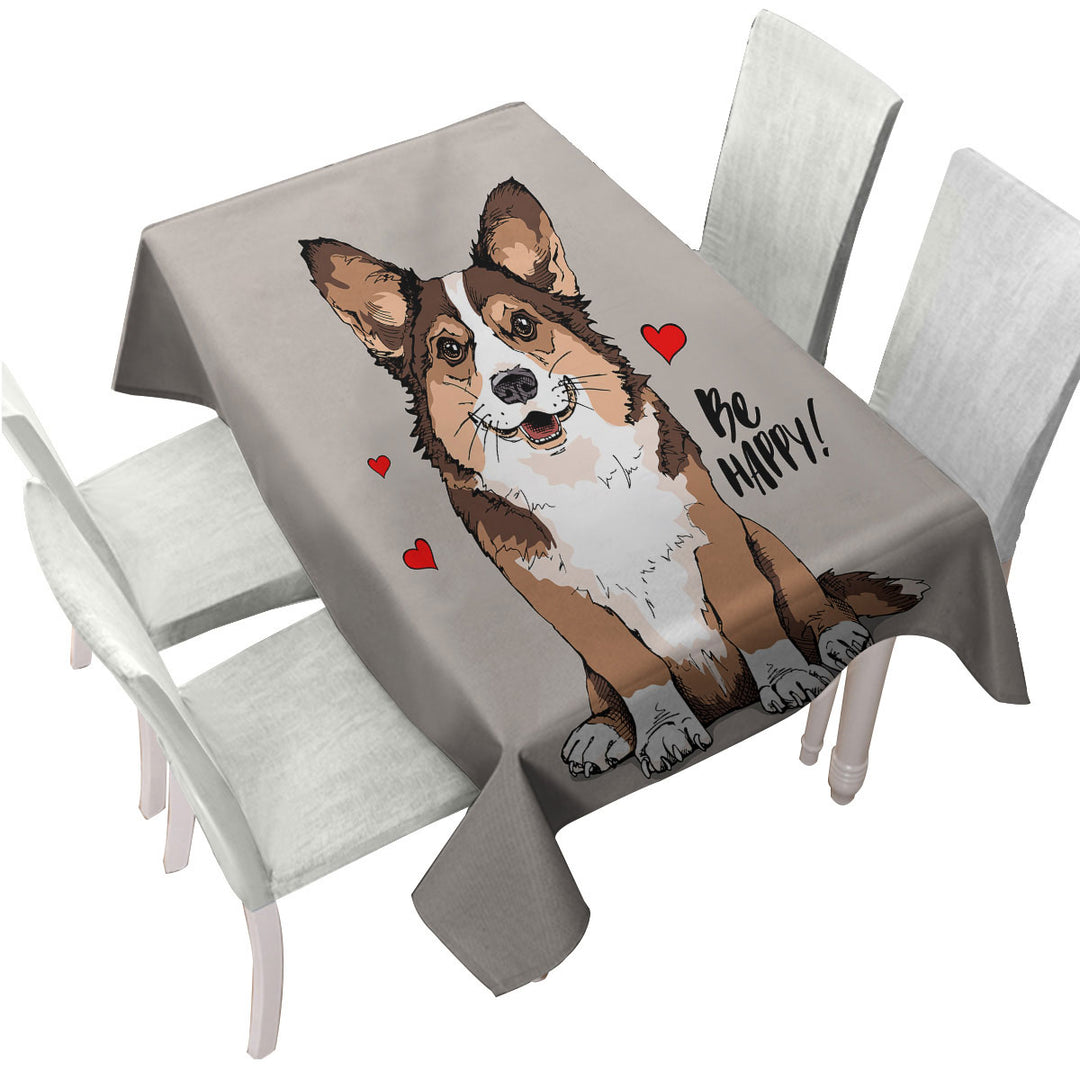 Be Happy with a Loving Cute Dog Puppy Tablecloth
