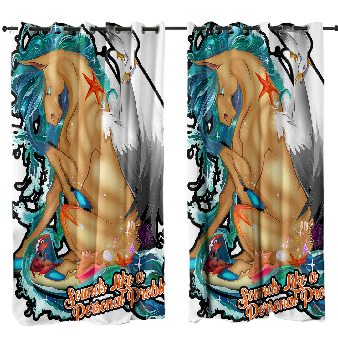Beach Ocean Rudicorn Cool Quote Curtains