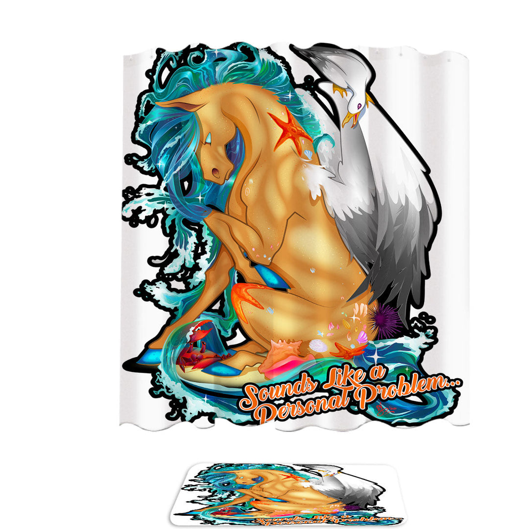 Beach Ocean Rudicorn Cool Quote Shower Curtains