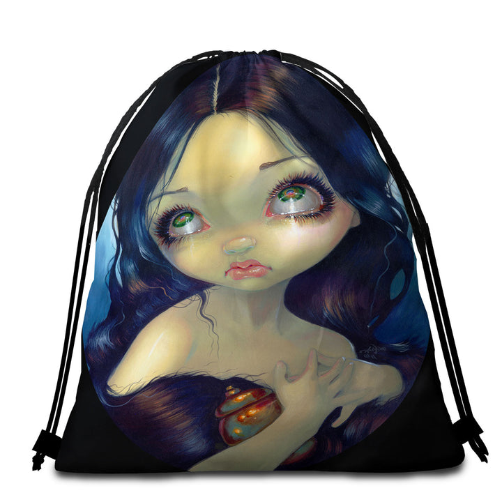 Beach Towels Bags with Fine Art Penitent Magdalene a Dramatic Portrait
