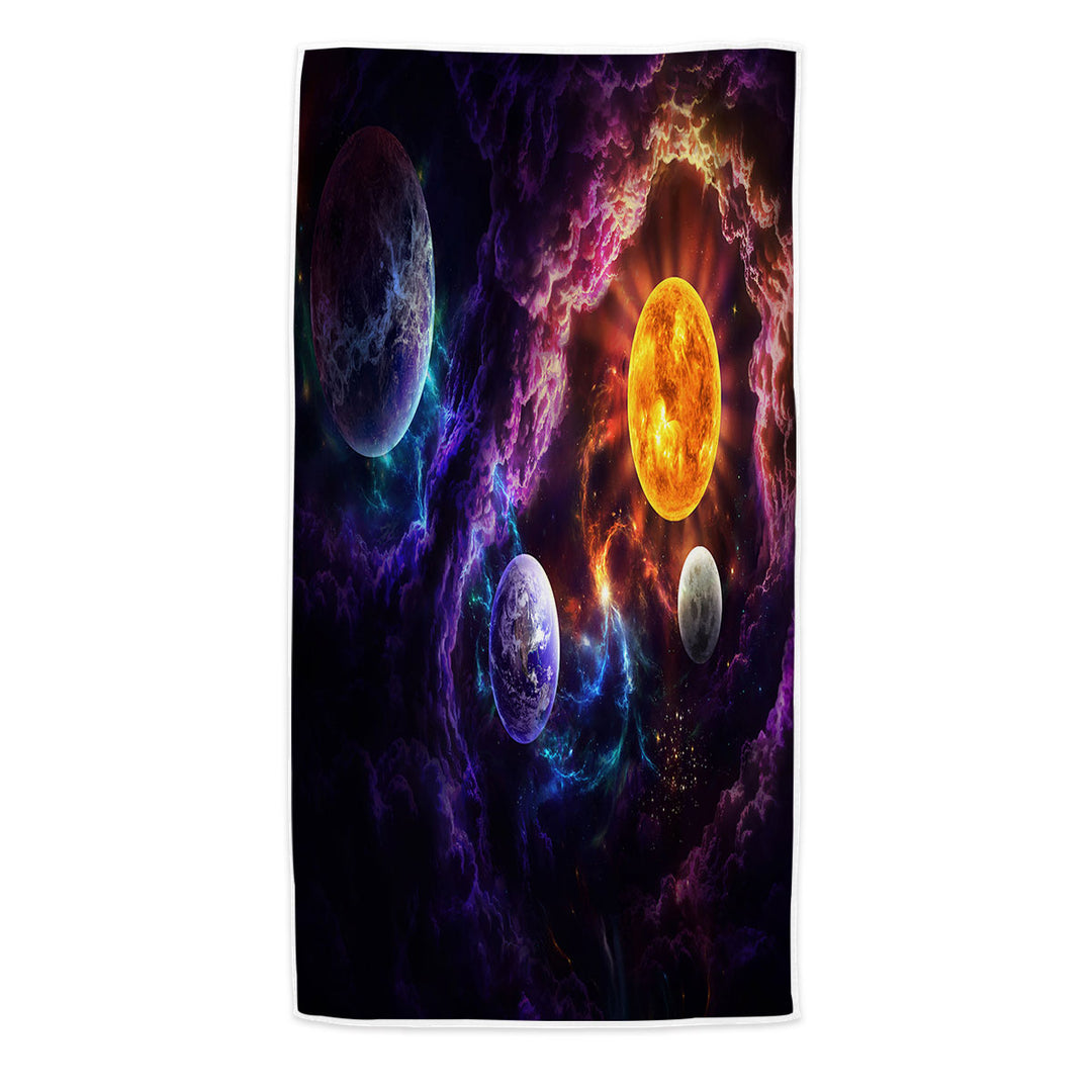 Beach Towels of Sun Earth Space Plan of Salvation