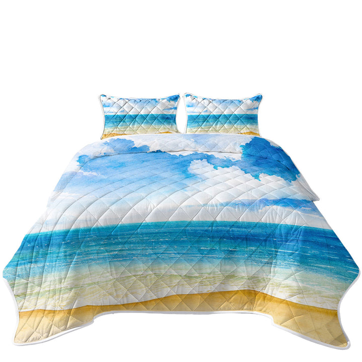 Beach and Ocean Scene Painting Quilt