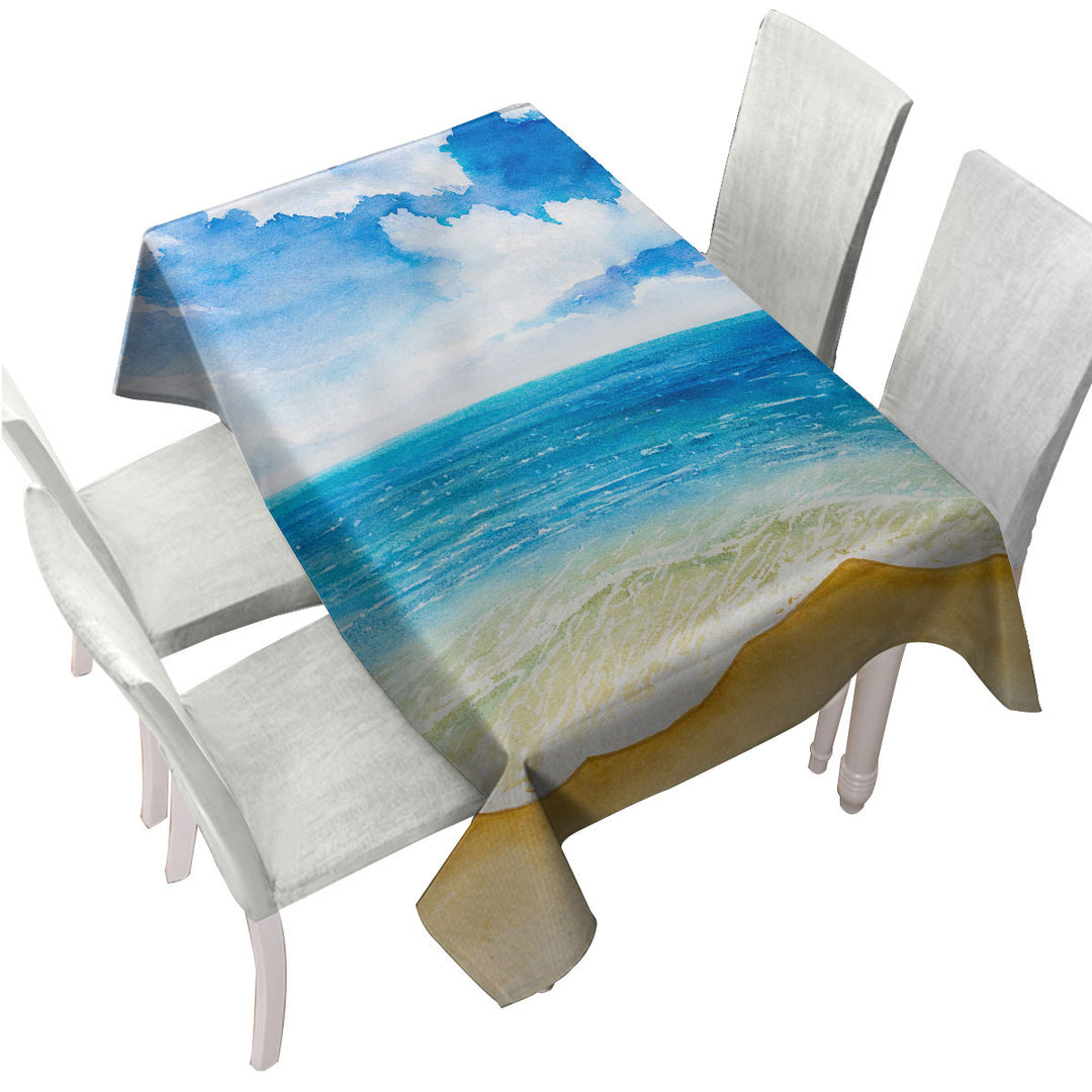 Beach and Ocean Scene Painting Table Cover