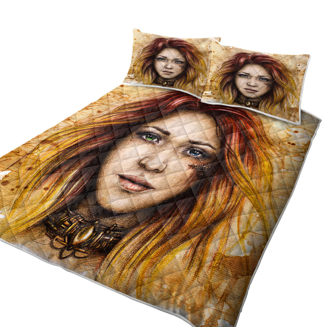 Beautiful Art Drawing Quiline Graceful Girl Coverlets