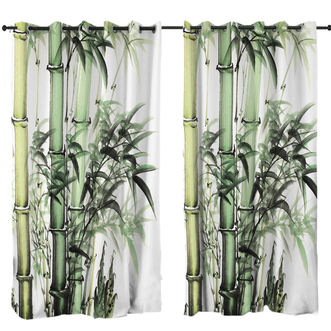 Beautiful Art Painting Green Bamboo Curtains