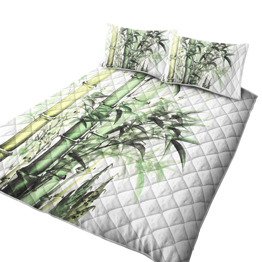 Beautiful Art Painting Green Bamboo Quilts