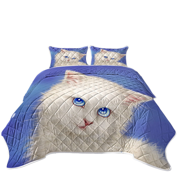 Beautiful Blue Sapphire Eyes Kitty Cat Coverlet
