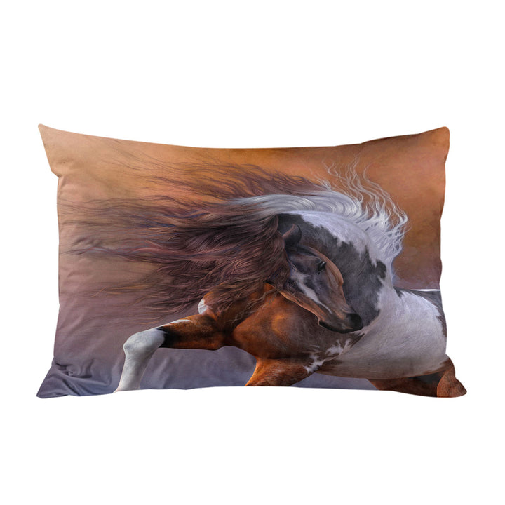 Beautiful Brown and White Pinto Horse Pillow Cases