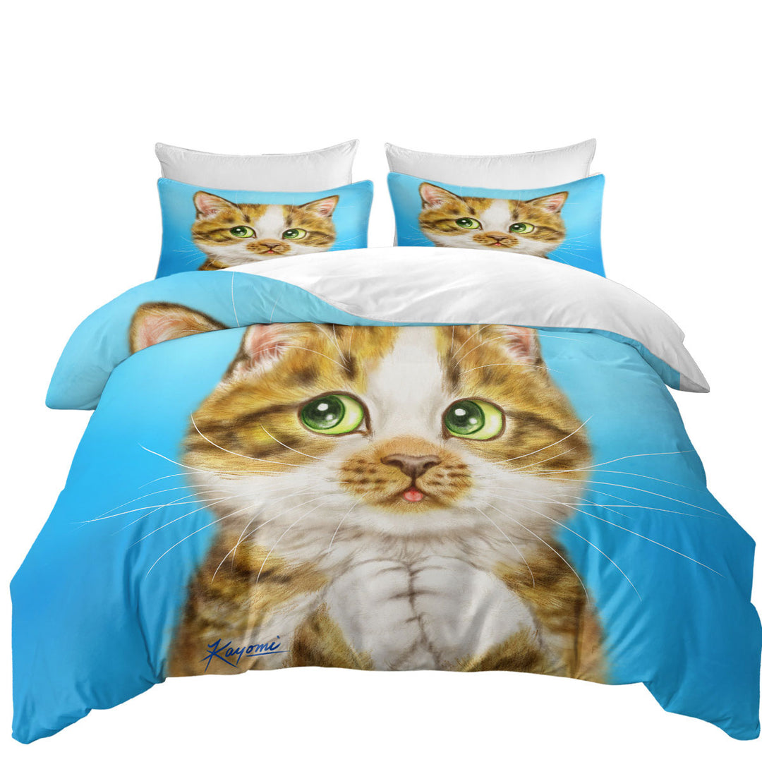 Beautiful Cat Drawings Striped Kitten Duvet Covers