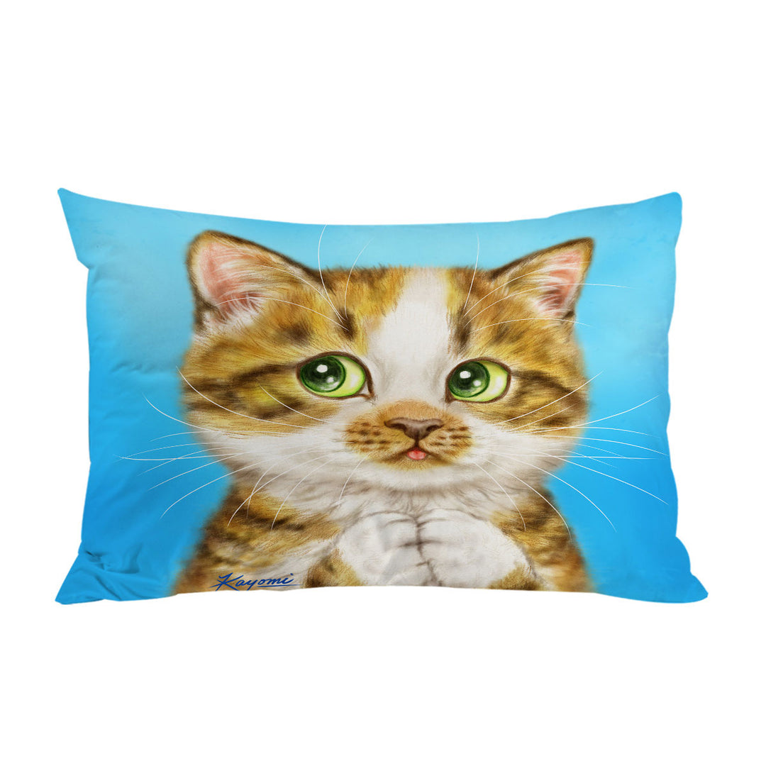 Beautiful Cat Drawings Striped Kitten Pillowcase