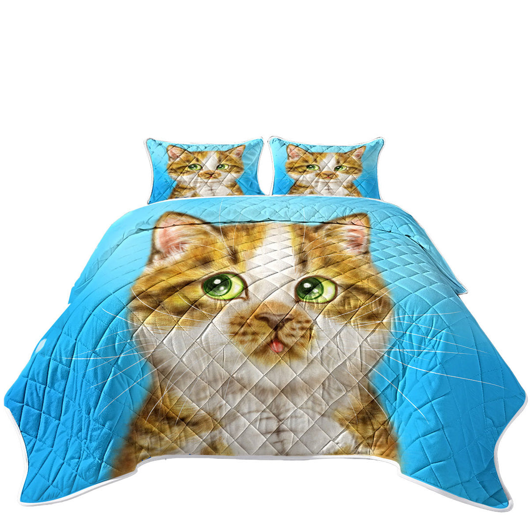 Beautiful Cat Drawings Striped Kitten Quilts