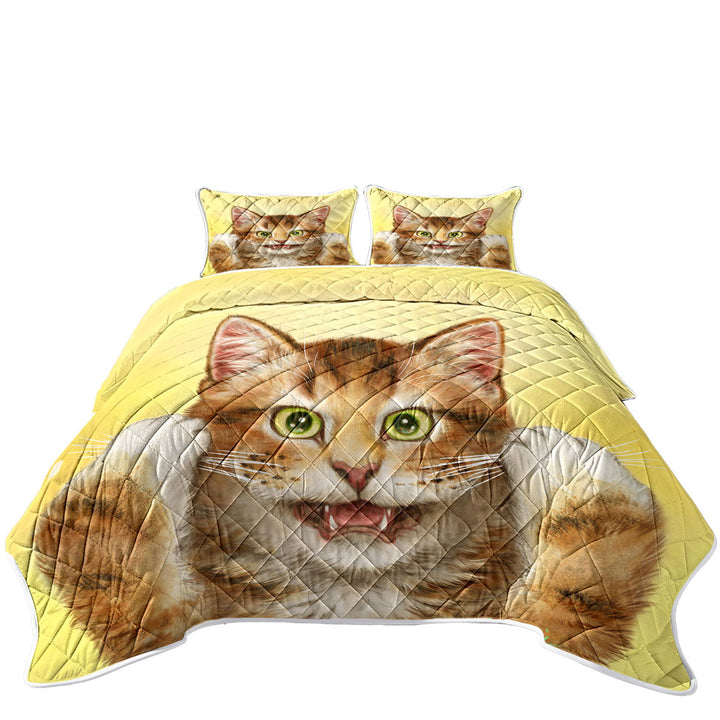 Beautiful Cats Art Paintings Funny Face Kitten Coverlet