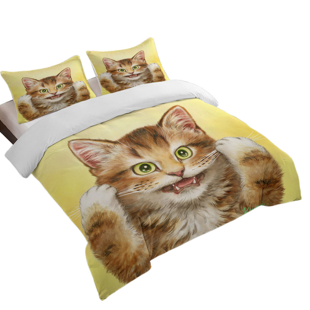 Beautiful Cats Art Paintings Funny Face Kitten Duvet Cover