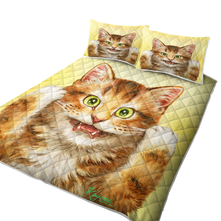 Beautiful Cats Art Paintings Funny Face Kitten Quilts