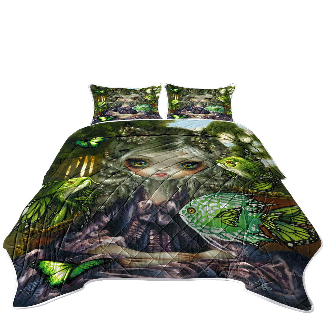 Beautiful Girl and the Green Fish Butterflies Quilts