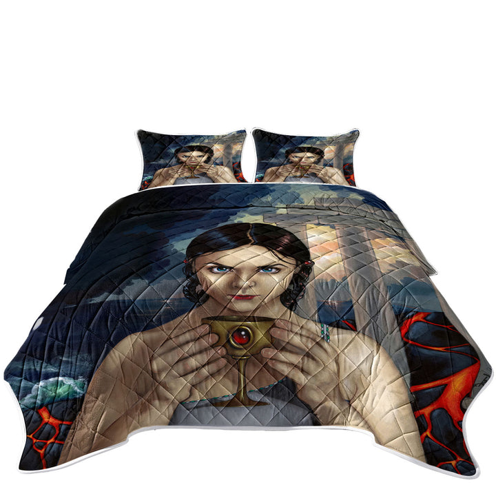 Beautiful Maiden the Fall of Atlantis Mythical City Quilts