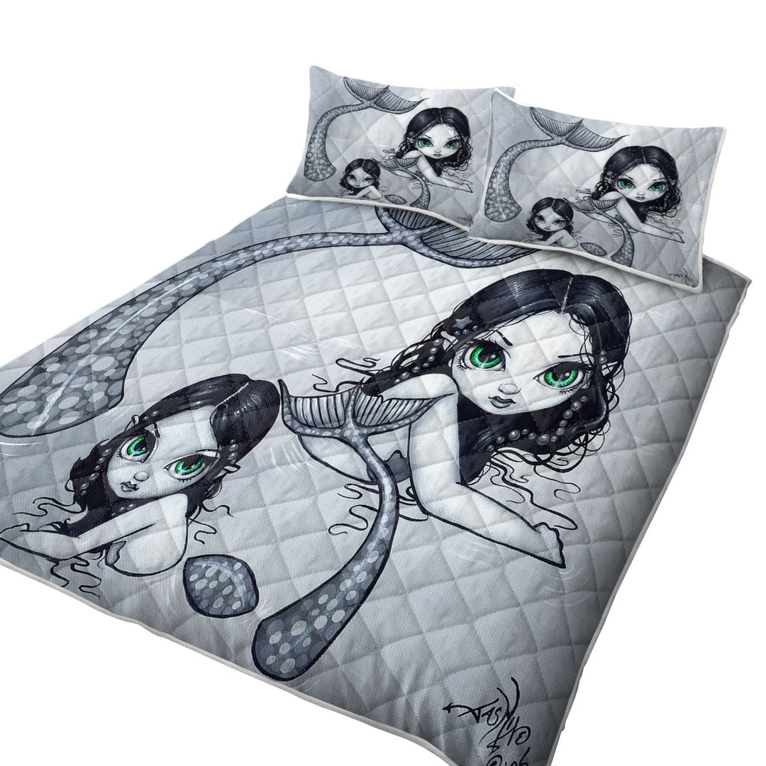 Beautiful Mermaid Mother and Adorable Baby Mermaid Quilt
