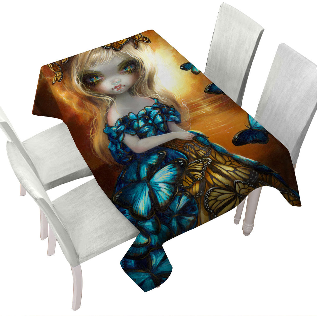 Beautiful Monarch and Blue Morpho Butterflies Queen Custom table Covers