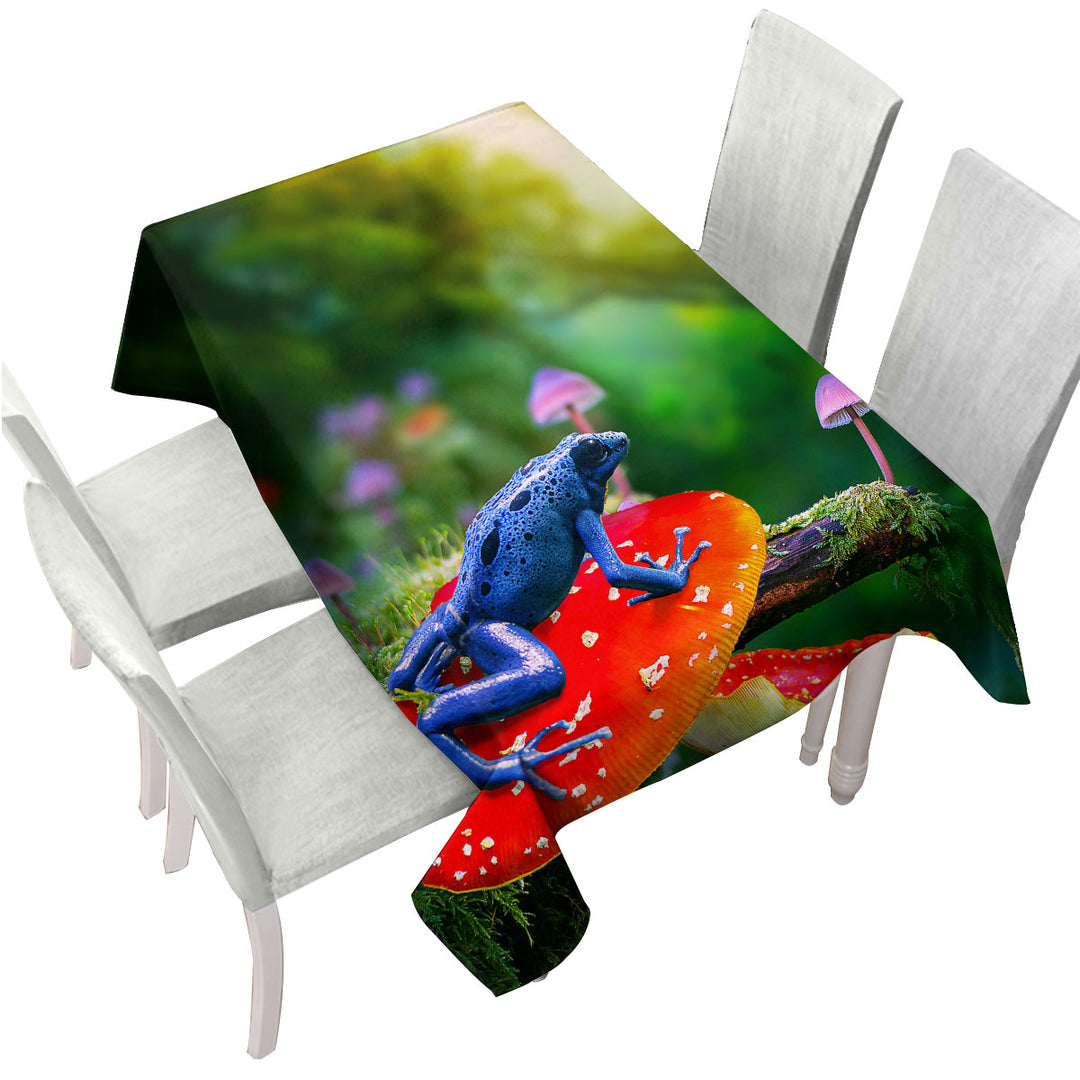 Beautiful Nature Frog on Mushroom Custom tablecloths