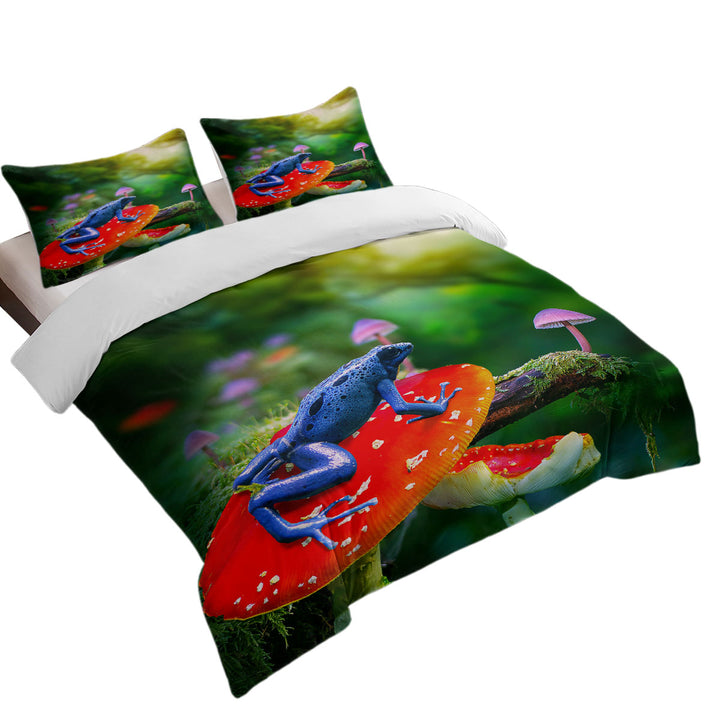 Beautiful Nature Frog on Mushroom Duvet Cover