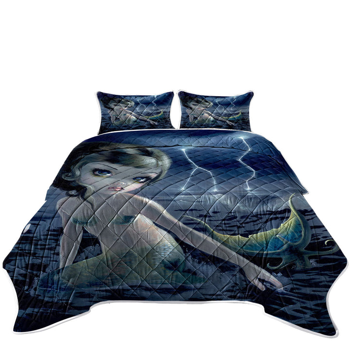 Beautiful Ocean Mermaid the Storm Chaser King Size Quilt