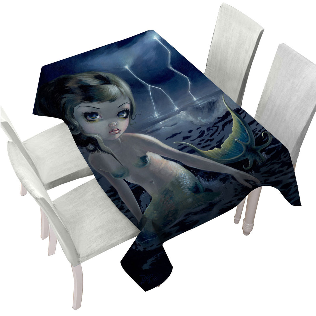 Beautiful Ocean Mermaid the Storm Chaser Tablecloth