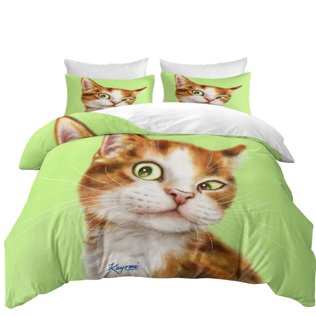 Beautiful Painted Cats Curious Ginger Kitty Coverlets