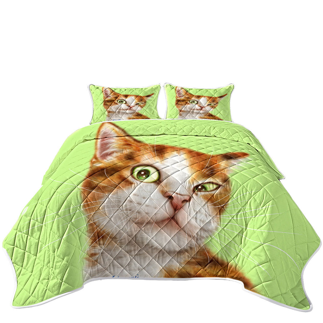 Beautiful Painted Cats Curious Ginger Kitty Quilt